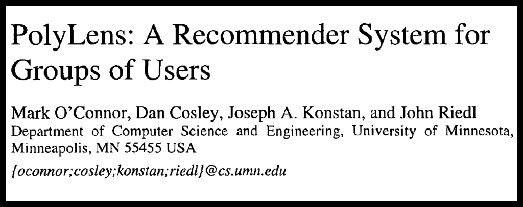 Screenshot of paper "PolyLens: A recommender system for groups of user"